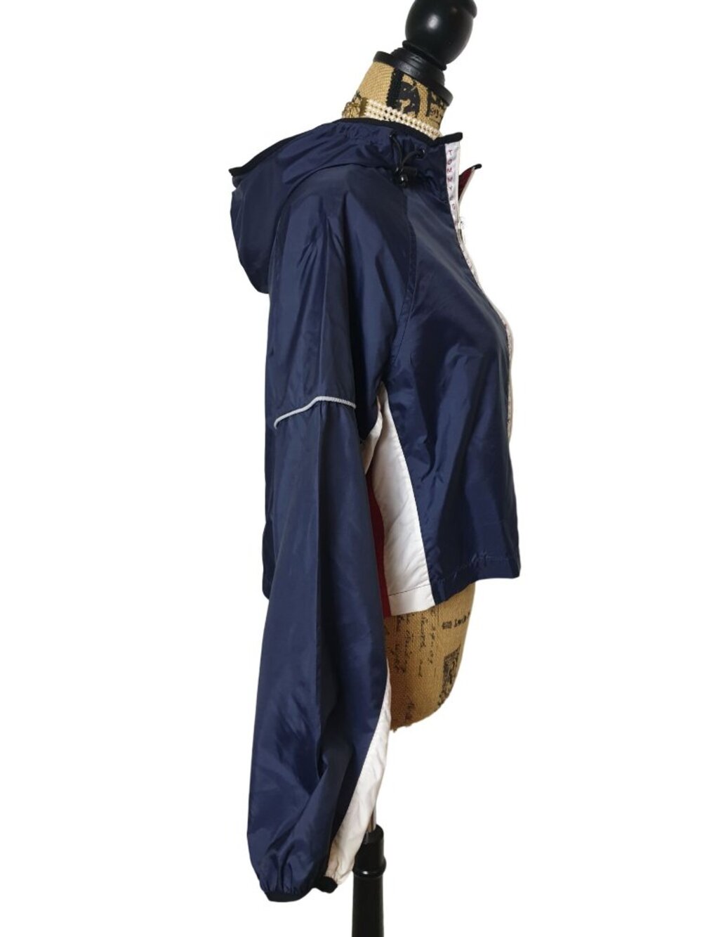 Tommy Hilfiger Womens S Cropped Windbreaker Jacket Navy Hooded Sporty Preppy - Picture 5 of 8